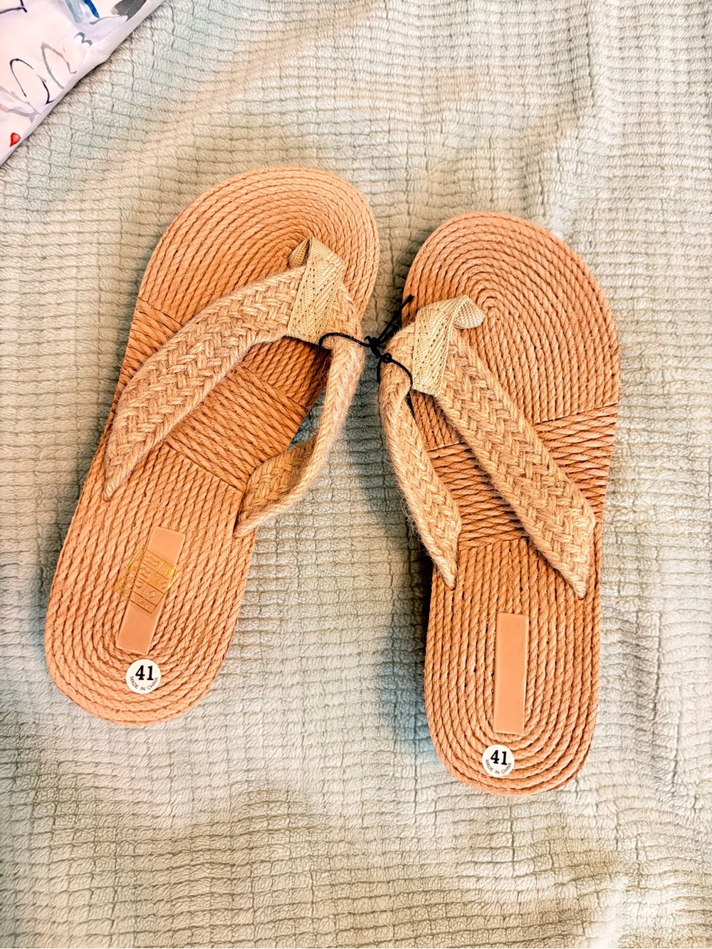 Beige Woven Platform Wedge Sandals